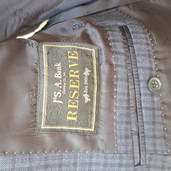 Men's Jos A. Banks sports coat, navy tweed plaid, size 46 regular - Picture 2 of 4